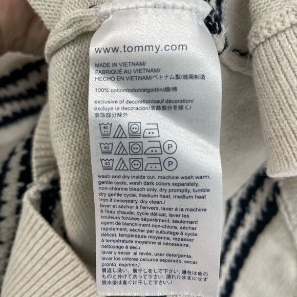 Tommy Hilfiger Ivory Black Stripe Turtle Neck Knit Sweater Women’s Size XS - Picture 5 of 9
